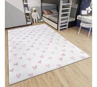 Hanse Home Adventures Tapis pour Enfant - Motif cœur Moderne - pour Chambre d'enfant, Salle de Jeux, Chambre d'adolescent, Salon - Rose crème - 120 x 170 cm