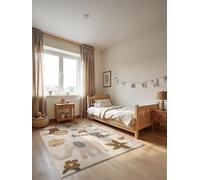 Hanse Home Adventures Tapis pour Enfant - Safari, Zoo, Tapis de Jeu, Design Animal, Tapis de Jeu, Tapis d'éveil pour garçon et Fille, pour Chambre d'enfant, Chambre d'adolescent, Salon - Crème