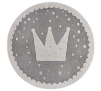 Hanse Home Adventures Tapis Rond pour Enfant - Motif Couronne - pour Chambre d'enfant, Salle de Jeux, Chambre d'adolescent, Salon - Gris crème, 100 cm