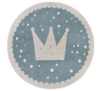 Hanse Home Adventures Tapis Rond pour Enfant - Motif Couronne - pour Chambre d'enfant, Salle de Jeux, Chambre d'adolescent, Salon - Bleu crème, 100 cm