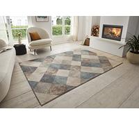Hanse Home Bakke Tapis Design de Salon à Poils Courts Moderne, Motif géométrique à Losanges, Tissage Plat pour Salle à Manger, Chambre d'enfant, Chambre d'adolescent, Couloir, Cuisine, crème, 160 x