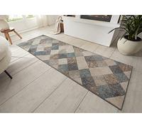 Hanse Home Bakke Tapis design de salon à poils courts moderne, motif géométrique à losanges, tissage plat pour salle à manger, chambre d'enfant, chambre d'adolescent, couloir, cuisine, crème, 80 x 200