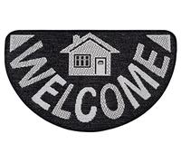 HANSE Home Big Welcome Paillasson Design Semi-Circulaire avec Dos antidérapant tissé Plat Lavable à 30 °C 100% polypropylène résistant et Facile d'entretien Anthracite Gris crème 50 x 80 cm