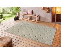 HANSE Home Bornéo Tapis en Tissu Plat pour l'intérieur et l'extérieur - Couleurs : Vert/crème - Dimensions : 80 x 150 cm