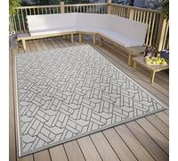 HANSE Home Eru Tapis d'intérieur et d'extérieur résistant aux intempéries - Motif Zigzag Moderne, imperméable et Robuste, pour Jardin, Balcon, terrasse, Salon - Beige Gris, 63 x 120 cm