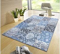 HANSE Home Gloria Tapis 80 x 150 cm - Tapis de Salon Multicolore Moderne en Velours - pour Couloir, Salle à Manger, Chambre à Coucher, Chambre d'enfant, Salon, Cuisine - Bleu Ciel
