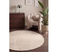 Hanse Home Hygge Skandi Tapis de Salon Naturel Rond en Laine touffetée à la Main pour Salon, Chambre à Coucher, Salle à Manger, Couloir Blanc Naturel, Ø 120 cm