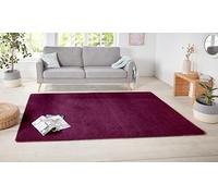 Hanse Home Nasty - Tapis de Tour de lit - 3 pièces - Tapis à Poils Courts - Couleur Unie - pour Chambre d'enfant, Chambre à Coucher - Couleur Unie - Mûre - 2 x 70 x 140 cm - 1 x 70 x 240 cm