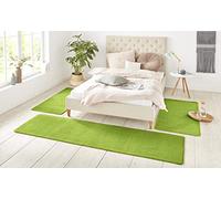 HANSE Home Nasty - Tapis de Tour de lit - 3 pièces - Tapis à Poils Courts - Couleur Unie - pour Chambre d'enfant, Chambre à Coucher - Vert uni - 2 x 70 x 140 cm, 1 x 70 x 240 cm