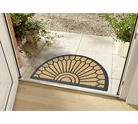 Hanse Home Paillasson en Coco et Caoutchouc Semi-Circulaire pour l'intérieur et l'extérieur - Naturel - Décoration d'extérieur - Résistant aux intempéries et antidérapant - pour Couloir, terrasse,