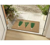 Hanse Home Paillasson en Coco pour l'intérieur - Naturel, Motif Arbres de Noël - Vert - Antidérapant - pour Couloir, entrée - 45 x 75 cm
