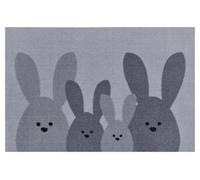 HANSE Home Printy Paillasson pour intérieur et extérieur - 40 x 60 cm - Paillasson de Porte - Motif Lapin - Lavable et résistant aux intempéries - Antidérapant pour entrée et extérieur - Gris