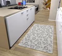 HANSE Home Tapis de Cuisine - Tapis de Cuisine antidérapant - Motif café - Facile d'entretien - Robuste - Certifié Öko-Tex - pour Cuisine, Couloir, entrée - Gris crème, 92 x 150 cm