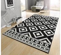 HANSE Home Tapis Ethnique - Tapis de Salon à Poils Courts - Design Losanges - Aspect Moderne - pour Salle à Manger, Salon, Chambre d'enfant, Couloir, Chambre à Coucher, Cuisine - Noir crème, 80 x 300