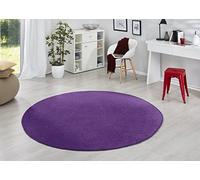 HANSE Home Tapis Fancy Rond - Tapis de Salon uni Moderne en Velours pour Salle à Manger, Salon, Chambre d'enfant, Couloir, Chambre à Coucher, Cuisine - Violet, diamètre 133 cm