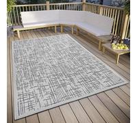 HANSE Home Telu Tapis d'intérieur et d'extérieur résistant aux intempéries - Motif Moderne, imperméable et Robuste - Tissu Plat pour Jardin, Balcon, terrasse, Salon - Beige Gris, 115 x 170 cm