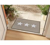 Hanse Home Zala Living Paillasson décoratif, pour l'intérieur et l'extérieur, 50 x 70 cm, motif d'étoiles, lavable et résistant aux intempéries, antidérapant, pour l'entrée et l'extérieur, beige crème