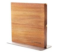 Hanseküche Bloc à couteaux magnétique en bois d'acacia - Porte-couteaux double face sans couteau avec aimant en bois Planche à couteaux des deux côtés (Plancher métallique)
