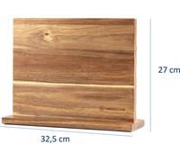 Hanseküche Bloc à couteaux magnétique en bois d'acacia - Porte-couteaux double face sans couteaux