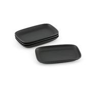 Hanseküche Lot de 4 Assiettes à Mezze Rectangulaires en Faïence Noir Mat 17 x 11,5 cm Passe au Lave-Vaisselle