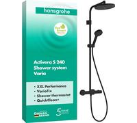 hansgrohe Activera S Showerpipe 240 1jet EcoSmart avec Ecostat Fine Varia, noir mat, 1 pièce.