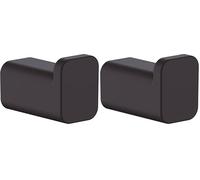 Hansgrohe AddStoris - Crochet pour serviette, Porte-serviettes, Crochet pour peignoir, fixation Cachée, Accessoires de salle de bains, Noir mat, 41742670 (Lot de 2)