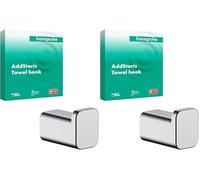 Hansgrohe AddStoris - Crochet pour serviette, Porte-serviettes, Crochet pour peignoir, fixation Cachée, Accessoires de salle de bains, Chromé, 41742000 (Lot de 2)