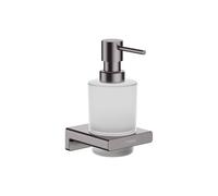 hansgrohe AddStoris - Distributeur de savon avec capacité de 200 ml, Distributeur de lotion pour montage mural, Distributeur de savon liquide, Accessoires salle de bains, Noir chromé brossé, 41745340