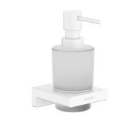 Hansgrohe Distributeur de savon AddStoris 41745700, 200 ml, mural, blanc mat, insert verre/métal