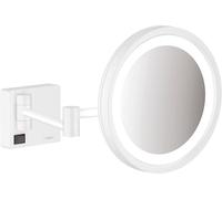 Hansgrohe AddStoris - Miroir cosmétique avec éclairage LED, Miroir de Maquillage Lumineux, Miroir grossissant x3, Blanc Mat, 41790700