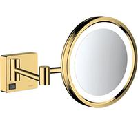 Hansgrohe AddStoris - Miroir cosmétique avec éclairage LED, Miroir de Maquillage Lumineux, Miroir grossissant x3, Aspect doré Poli, 41790990
