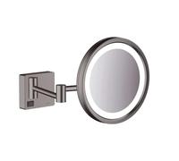 Hansgrohe AddStoris - Miroir cosmétique avec éclairage LED, Miroir de Maquillage Lumineux, Miroir grossissant x3, Noir chromé brossé, 41790340