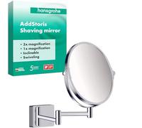 hansgrohe AddStoris - Miroir cosmétique montage mural, Miroir de maquillage, Miroir de rasage avec grossissement 3x, Accessoires de salle de bain, fixation encastrée, Chromé, 41791000
