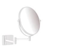 hansgrohe AddStoris - Miroir cosmétique montage mural, Miroir de maquillage, Miroir de rasage avec grossissement 3x, Accessoires de salle de bain, fixation encastrée, Blanc mat, 41791700