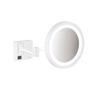 Miroir de rasage hansgrohe AddStoris 41790700, grossissement x3, avec éclairage LED, fixation murale, blanc mat