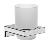 hansgrohe AddStoris - Porte-brosse à dents, Porte-brosse à dents pour montage mural, Support de brosse à dents, Gobelet à brosse à dents, fixation cachée, Accessoires salle de bains, Chromé, 41749000