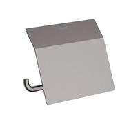 hansgrohe AddStoris - Porte-papier WC avec couvercle, Distributeur de papier toilette pour montage mural, Distributeur de papier toilette, Acessoires de salle de bains, Noir chromé brossé, 41753340