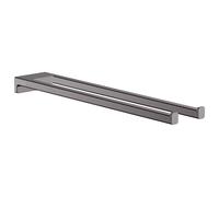 hansgrohe AddStoris - Porte-serviettes double branche 450 mm, Porte-serviettes de bain, Barre porte-serviettes double, fixation cachée, Accessoires de salle de bains, Noir chromé brossé, 41770340