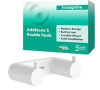 hansgrohe AddStoris S 41785700 Double Crochet Porte-Serviettes, Crochet de Peignoir, Fixation cachée, Accessoire de Salle de Bain, Blanc Mat