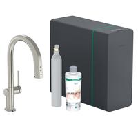 hansgrohe Aqittura M91 Mitigeur de cuisine sBox avec système de filtration et de gazéification de l’eau, extractible, pivotant, 76806800, sBox