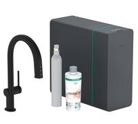 Hansgrohe hansgrohe Mitigeur monocommande évier Aqittura M91 SodaSys 210, bec, set de démarrage, noir mat Quantité:1