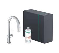 Hansgrohe Aqittura M91 - Mitigeur d'évier avec bec extractible, SodaSystem, sBox, chrome 76836000