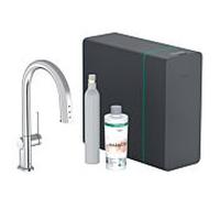 hansgrohe Aqittura M91 robinet de cuisine 76839000 SodaSystem 210, bec extractible, kit de démarrage, chromé