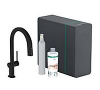 hansgrohe Aqittura M91 robinet de cuisine 76839670 SodaSystem 210, bec extractible, kit de démarrage, noir mat