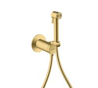 hansgrohe AXOR Bidette Showers Bidette Douchette à main 1jet EcoSmart, ronde, pour eau mitigée, avec support de douche et flexibles de douche 1,25m, 29242950, Couleur: laiton brossé