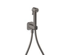 hansgrohe AXOR Bidette Showers Bidette Douchette à main 1jet EcoSmart, softsquare, pour eau froide, avec support de douche et flexibles de douche de 1,25m, 29241340, Couleur: Chrome noir brossé