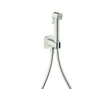 hansgrohe AXOR Bidette Showers Bidette Douchette à main 1jet EcoSmart, softsquare, pour eau froide, avec support de douche et flexibles de douche de 1,25m, 29241800, Couleur: Acier inoxydable Optic