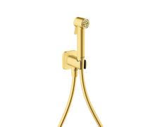 hansgrohe AXOR Bidette Showers Bidette Douchette à main 1jet EcoSmart, softsquare, pour eau froide, avec support de douche et flexibles de douche de 1,25m, 29241250, Couleur: Optique or brossé