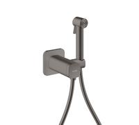 hansgrohe AXOR Bidette Showers Bidette Douchette à main 1jet EcoSmart, softsquare, pour eau mitigée, avec support de douche et flexibles de douche de 1,25m, 29243340, Couleur: Chrome noir brossé