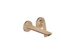 hansgrohe Axor Citterio C Mitigeur monocommande de lavabo 2 trous pour montage mural 49111310 à encastrer, avec bec 195 mm coupe cubique, or Red brossé